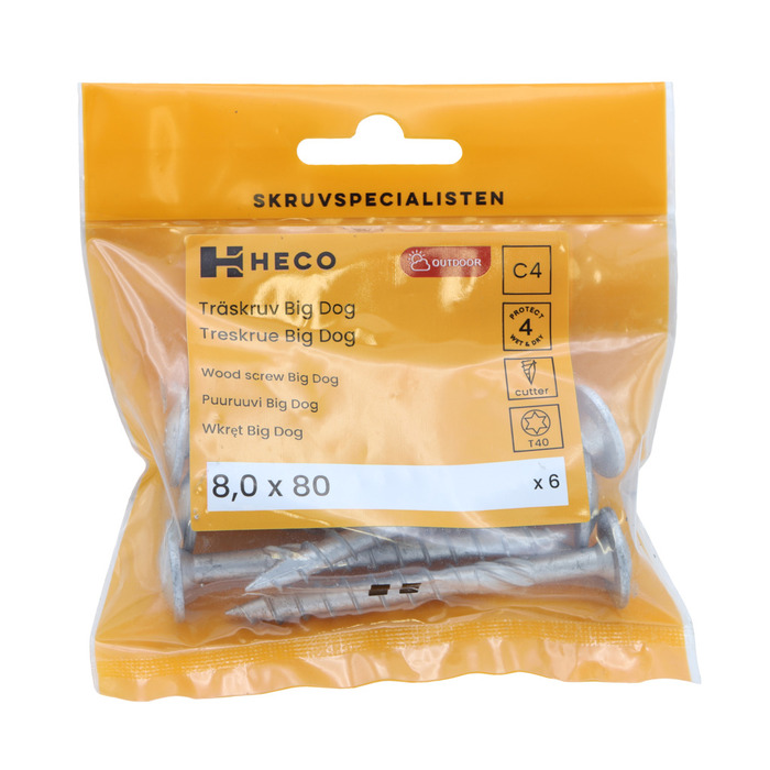 Träskruv XL Big Dog Protect 4 8 x 80 mm 6-pack Heco
